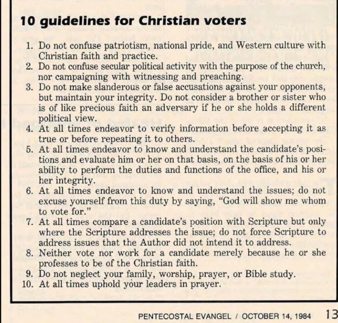 DerwinLGray's tweet image. Christian political wisdom from 1984
HT: @cgfindley