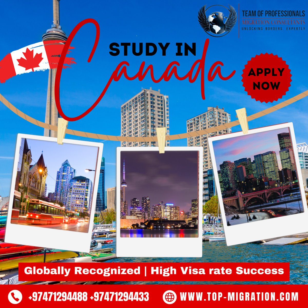 topmconsultants's tweet image. Study in Canada – Apply Now!
Unlock your future with a globally recognized education. With a high visa success rate, your Canadian dream is within reach!

More Info: top-migration.com
Contact Us: +97471294488 | +97471294433

 #StudyInCanada #CanadaEducation #TopMigration