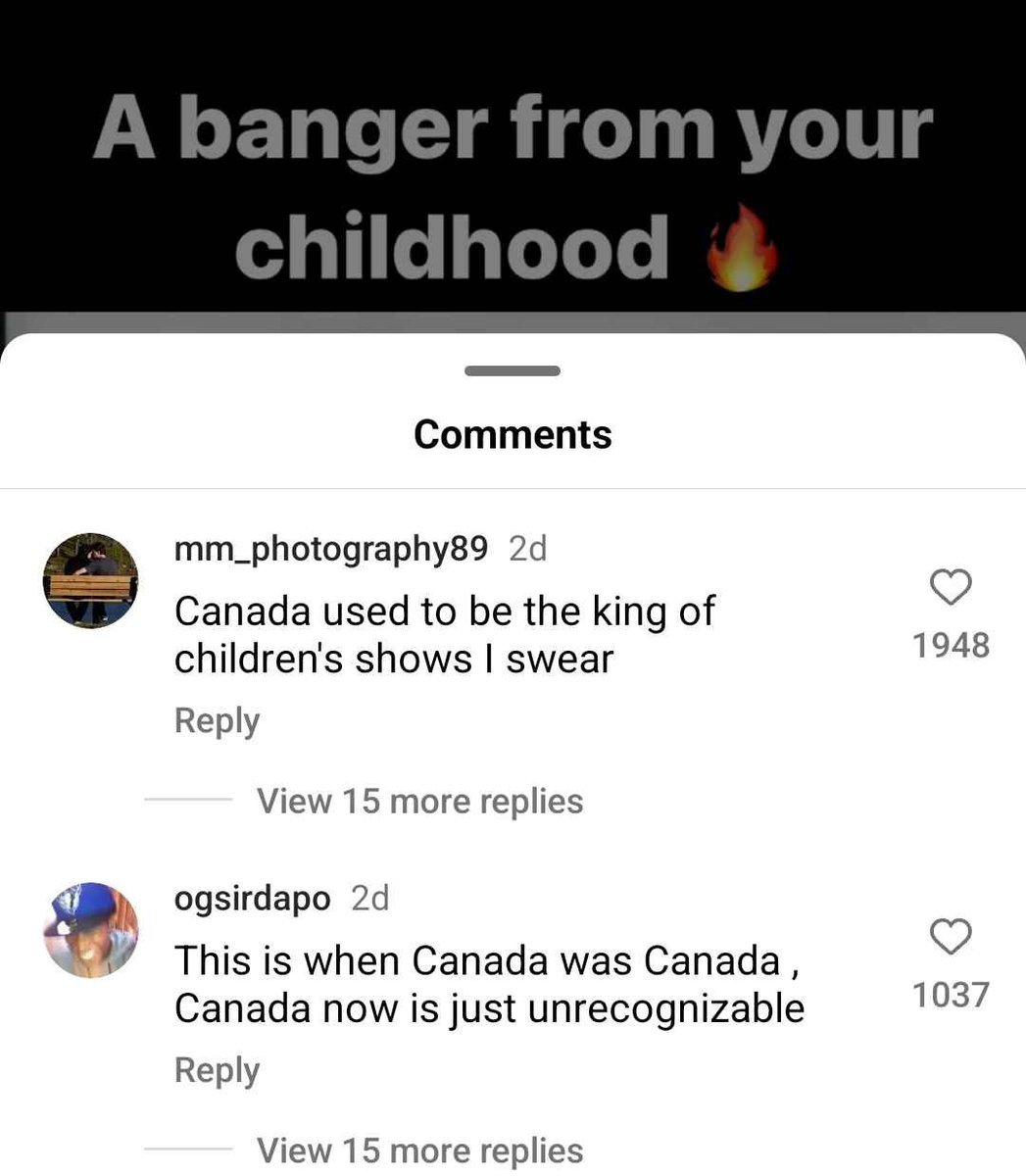 Really grim how reactionary Instagram comments have gotten, especially on anything Canadian. This is on a post about how cool the show Mighty Machines was

Obviously you could never teach toddlers about dump trucks today, because of woke