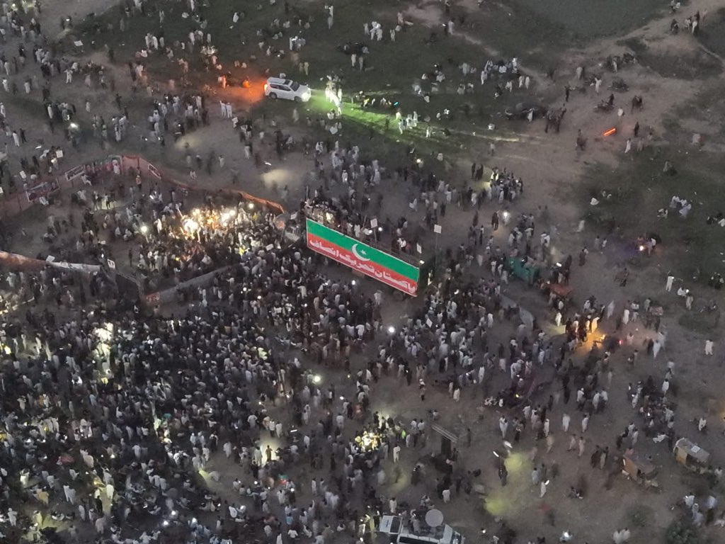 pmln_org's tweet photo. PTI is done and dusted. They have reached their end. The low turnout shows the public is done with PTI’s theatrics. https://t.co/0v7qno1o4s