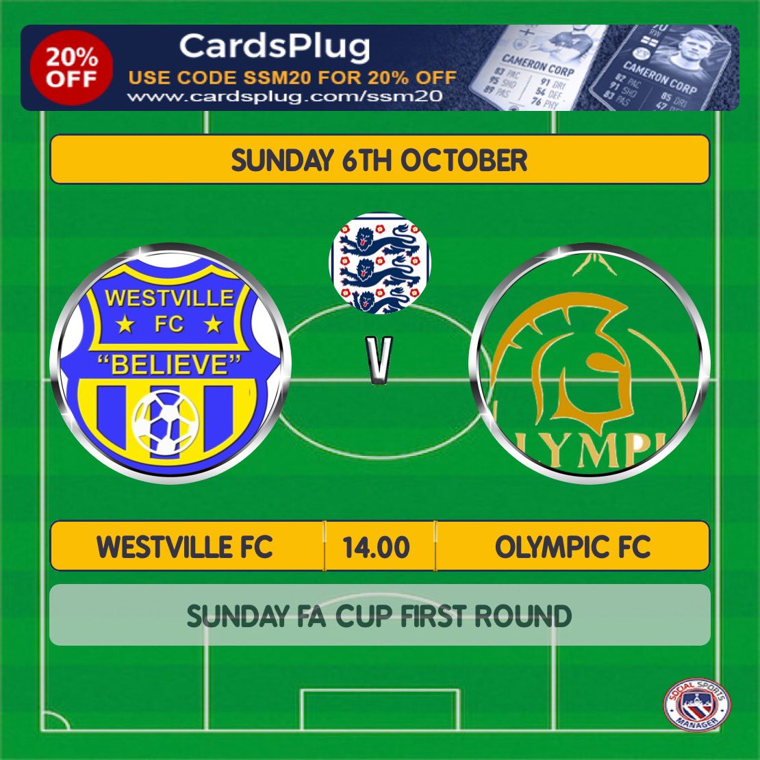 This season sees us enter the National FA Sunday Cup for the first time.  We have been drawn at home in the First Round to Olympic FC from the Bradford Premier League.

Sunday 6th October 2.00pm KO