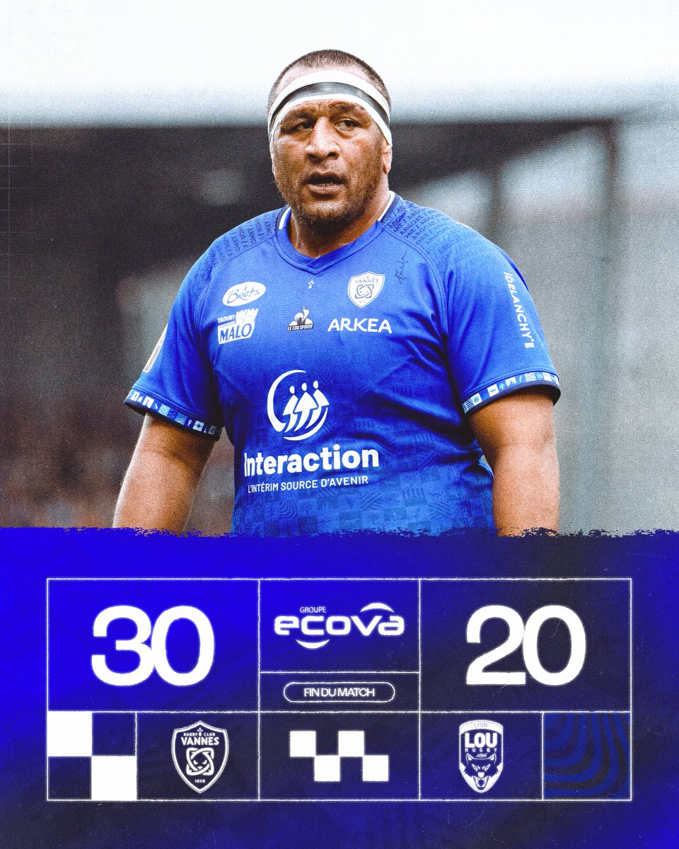 Notre partenaire 𝐄𝐜𝐨𝐯𝐚 vous offre le score final.

Quel coeur et quelle performance 💥
Dans une Rabine en feu, nos Vannetais dominent Lyon et signent leur première victoire historique en <a href="/top14rugby/">TOP 14 Rugby</a> 🔥
Notre saison est définitivement lancée 👊

#FiertéBretonne