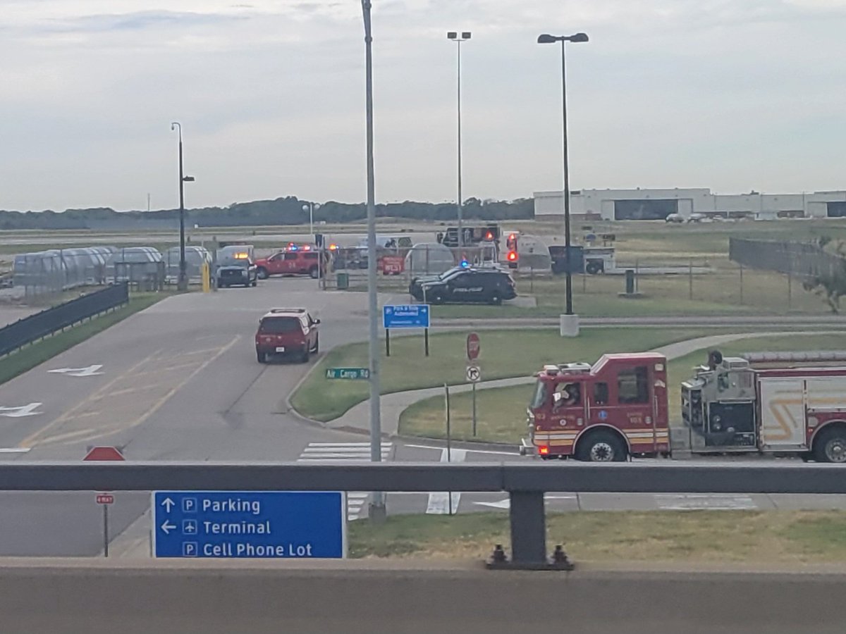Ok #ICT airport. Are we training or someone's Temu order have issues. Over a dozen firetrucks, ambulance and lots of Police presence at UPS area.