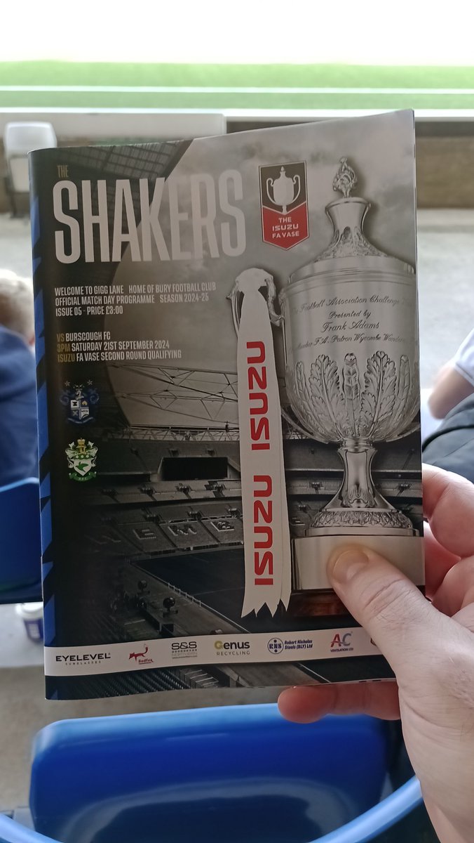 Match day programme from today's FA Vase game. 
Bury FC v Burscough FC