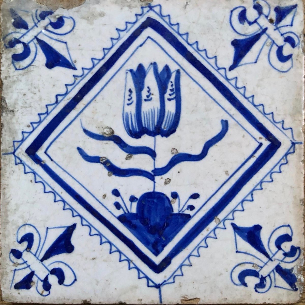 Seventeenth century delft tile bought in the Spitalfields Antiques Market for £10 last Thursday