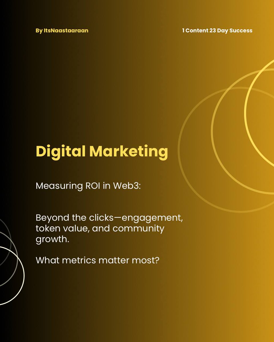 ItsNaastaaraan's tweet photo. ๐ Measuring ROI in Web3:
Beyond the clicksโengagement, token value, and community growth.
What metrics matter most?
#Web3ROI #MarketingMetrics https://t.co/CyD7XkMIiE