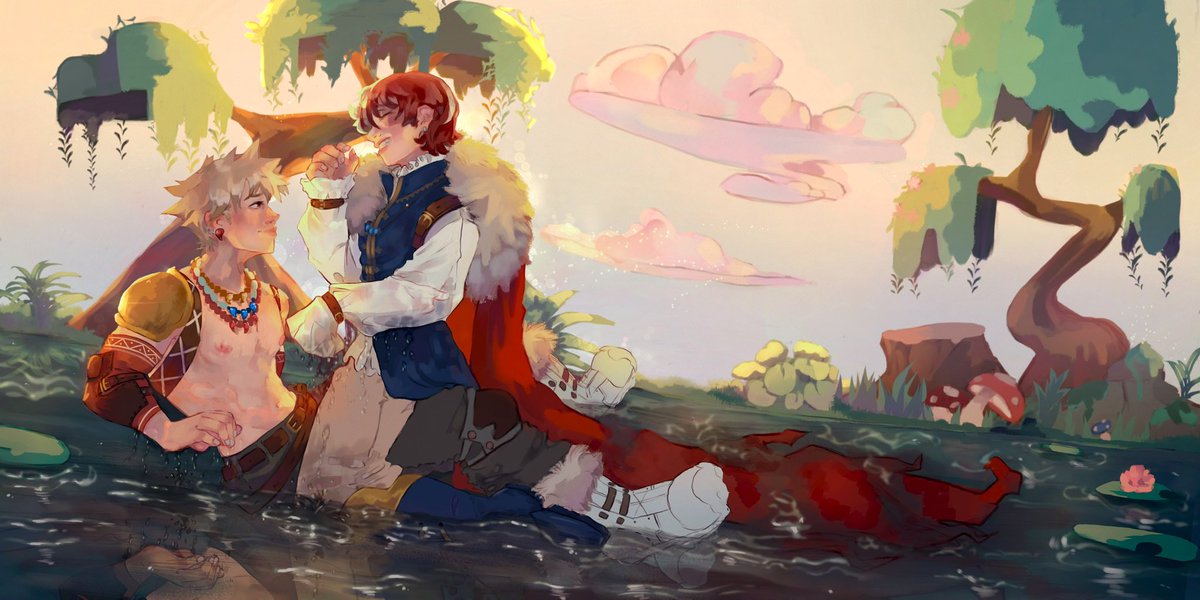 My piece for <a href="/bktdfantasyzine/">Étoile: A BakuTodo Fantasy Zine</a> 💙🧡