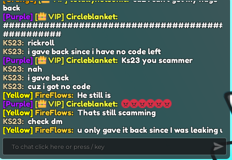 hey guys ks23 Scammed someone to get pets to sell me for codes Go Join his server and SPAM THIS SHIT discord.gg/xR6qGCkUes