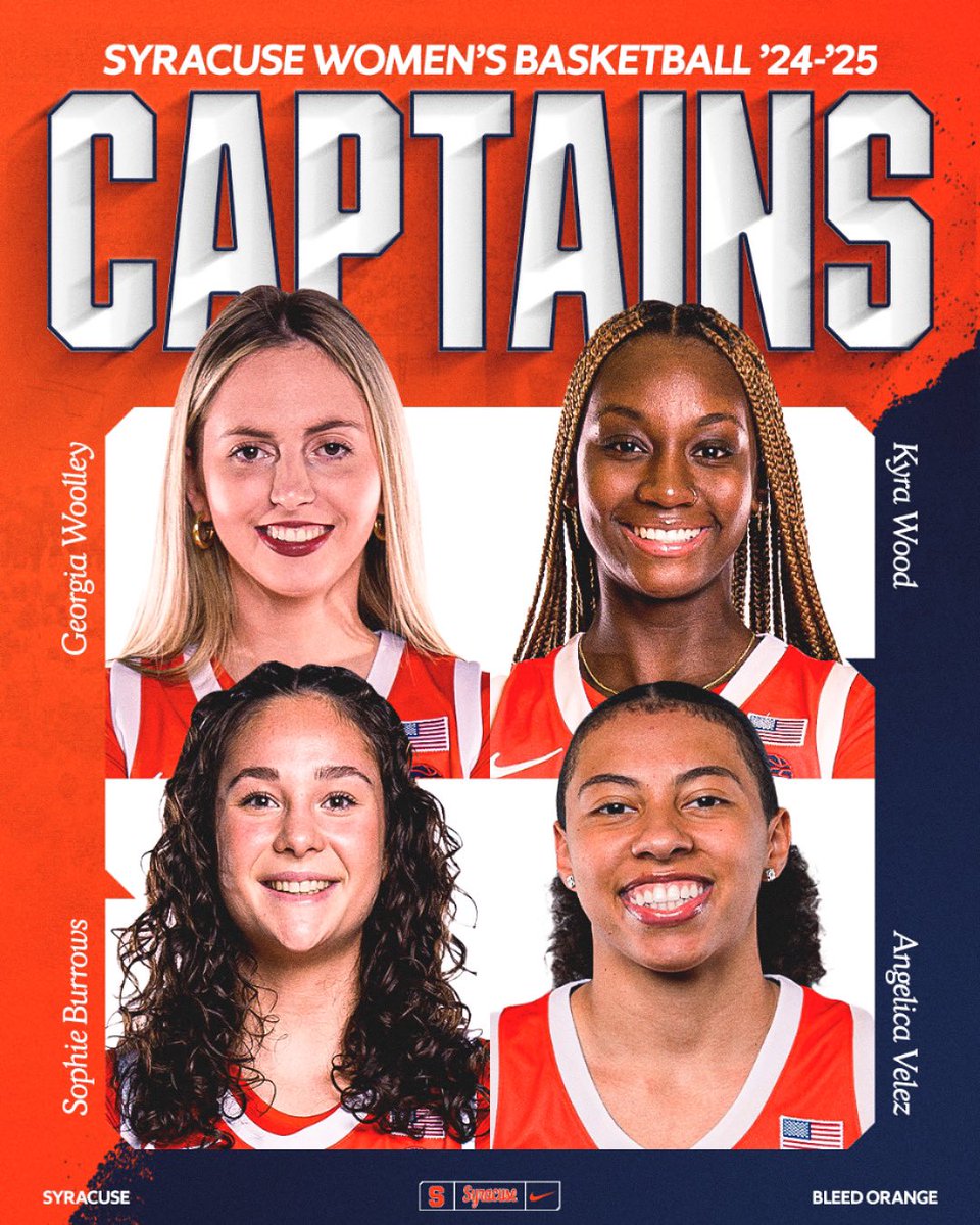 Syracuse Women's Basketball (@cusewbb) on Twitter photo Meet our 2024-25 team captains ๐
<a href="/gwoolleyy5/">Georgia Woolley</a>
<a href="/kyy_wood/">kyra j</a>
Sophie Burrows
<a href="/AngelicaVelez05/">Angelica Velez</a> Meet our 2024-25 team captains ๐
<a href="/gwoolleyy5/">Georgia Woolley</a>
<a href="/kyy_wood/">kyra j</a>
Sophie Burrows
<a href="/AngelicaVelez05/">Angelica Velez</a>