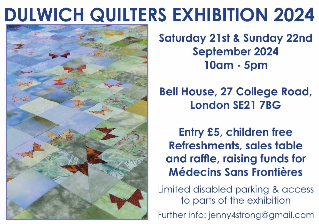 The brilliant Dulwich Quilters exhibition is on at Bell House Dulwich this weekend, Saturday &amp; Sunday 10am-5pm. Buzzing with creativity......and just buzzing.