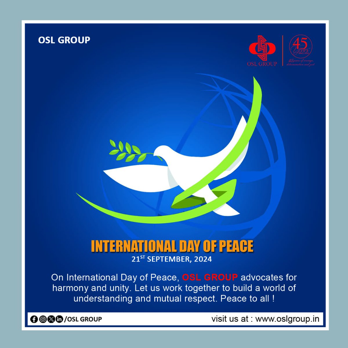 OSL_GROUP's tweet photo. International Day of peace #oslgroup https://t.co/7KHPSDgG3S