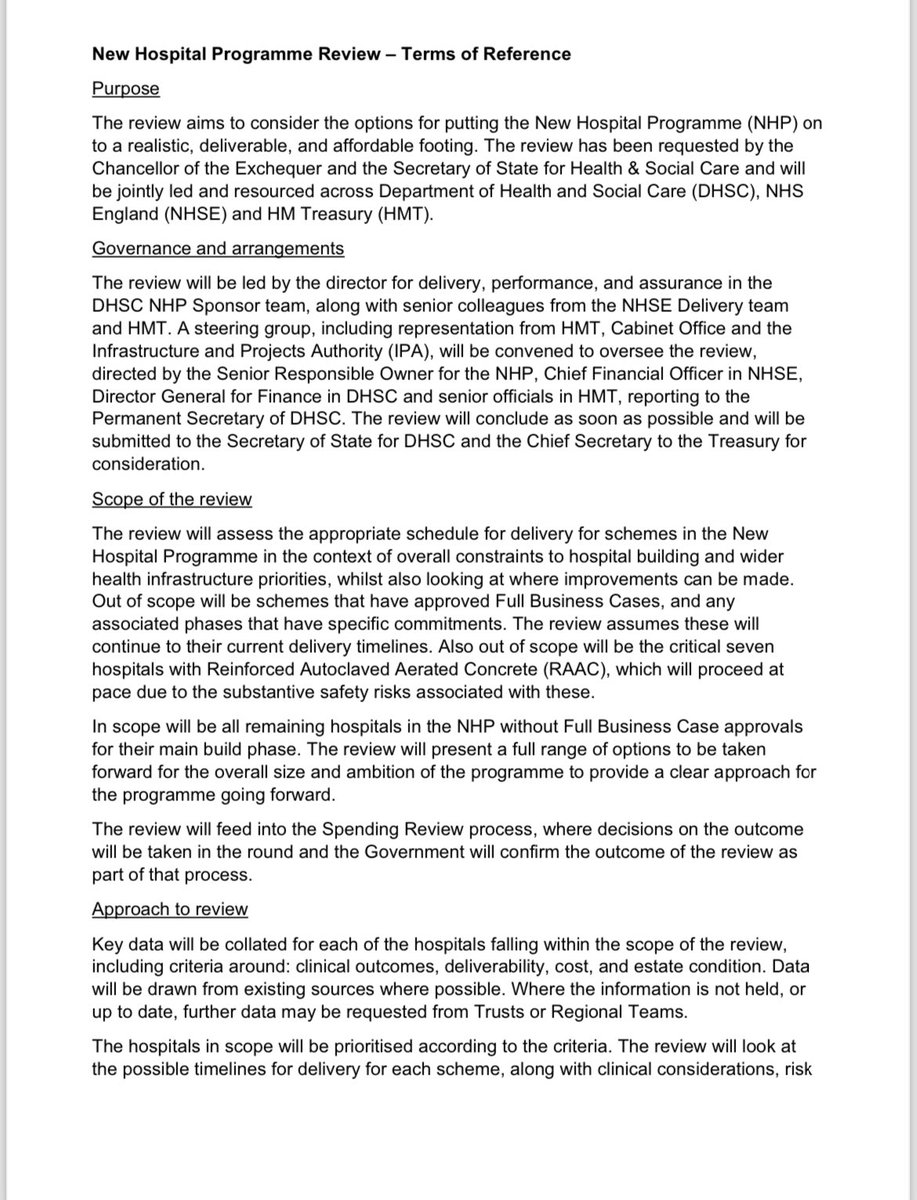 SamCoatesSky's tweet photo. Letter from Wes Streeting to MPs about which hospital building programmes are and aren’t in danger of being axed 

(List also on https://t.co/vP9WJRoaC4) https://t.co/xrxJgHvh0S
