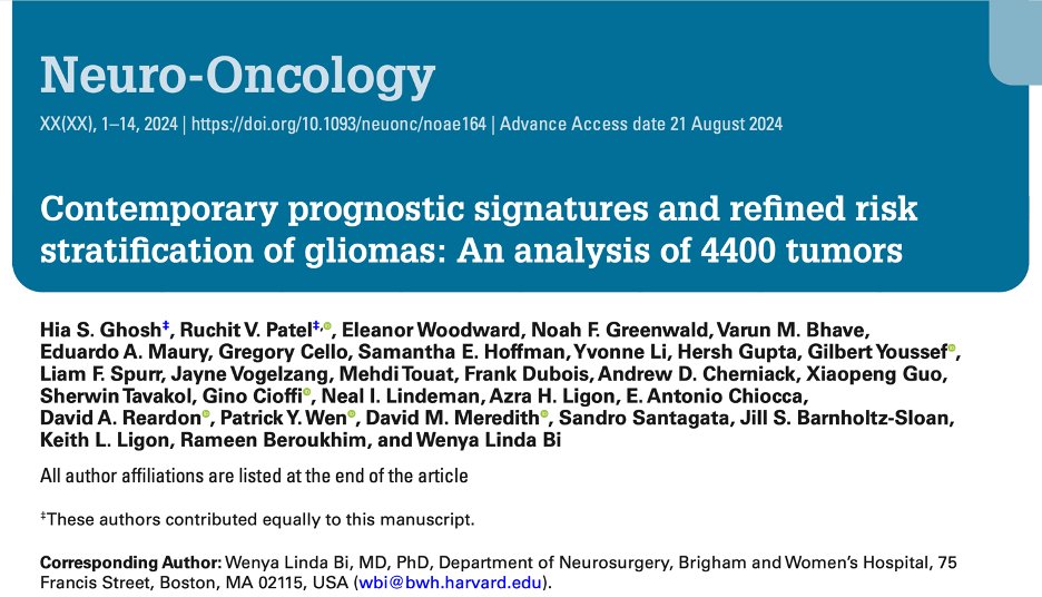 Wenya Linda Bi (@wenyalindabi) on Twitter photo We’re excited to share our study looking at molecular classification and survival of 4,400 #gliomas <a href="/NeuroOnc/">SNO</a>
A huge team effort over the years @MGBNeurosurgery <a href="/BWHNeurosurgery/">Brigham and Women's Neurosurgery</a> <a href="/DanaFarber/">Dana-Farber</a>, here’s what we found. 1/10
academic.oup.com/neuro-oncology… We’re excited to share our study looking at molecular classification and survival of 4,400 #gliomas <a href="/NeuroOnc/">SNO</a>
A huge team effort over the years @MGBNeurosurgery <a href="/BWHNeurosurgery/">Brigham and Women's Neurosurgery</a> <a href="/DanaFarber/">Dana-Farber</a>, here’s what we found. 1/10
academic.oup.com/neuro-oncology…