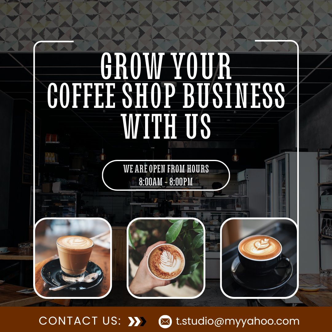 tstudio14198's tweet photo. 👉Grow Your Coffee Shop Business With Us:
Let https://t.co/wp504ZTVyr manage your accounts and provide daily posts to help expand your reach and grow your business.
We are here
👉Please feel free to contact us if you need more information.
📩t.studio@myyahoo.com
#design #posters https://t.co/e6vRxEtfpb