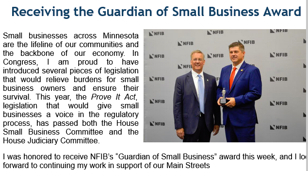 McPhersonHall's tweet photo. #FinstadInTheField
Sept 20 2024
#MN01 @RepFinstad "earns" the #GuardianOfSmallBusinessAward based on voting YES on #HR3799 CHOICE Arrangement Act which would "reform" the #AffordableCareAct (aka #ObamaCare) allowing employees to lose access to guaranteed coverage maternity care https://t.co/u0BixrhjVe