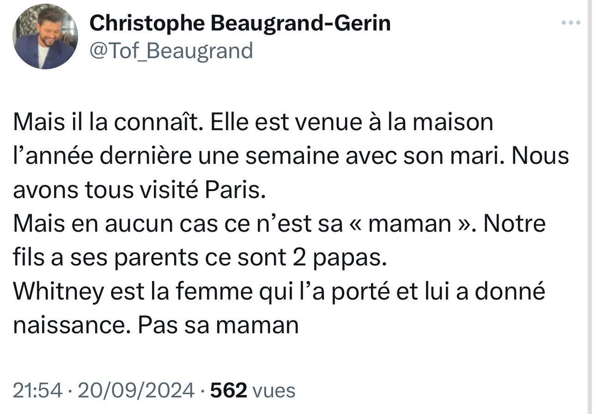 maurel_olivia's tweet photo. Christophe, votre fils A UNE MAMAN. 

En cours on a du vous apprendre que nous venons tous d’une mère et d’un père. 

Mentir à votre enfant est diabolique et complètement inconscient.

Merci @EricMorillot pour la capture d’écran, vu qu’il m’a évidemment bloqué. https://t.co/rOFajFhtwI