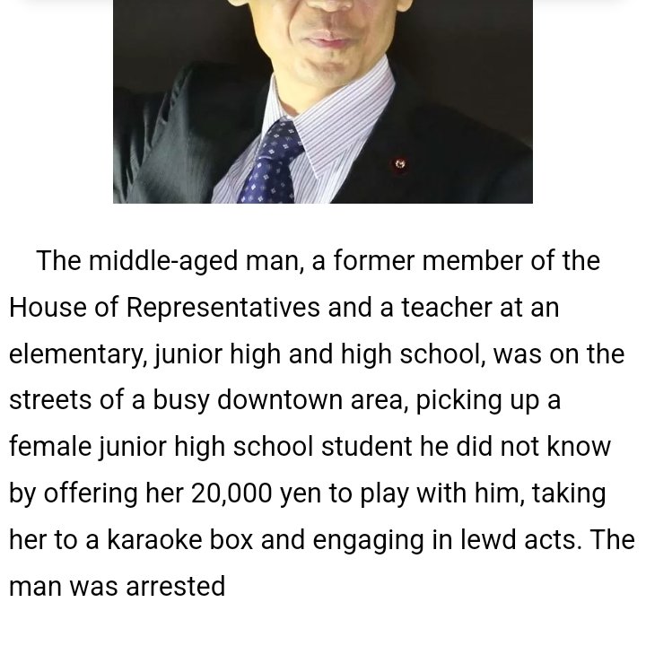 Loliisnotnormal's tweet photo. A Japanese lolicon and politician was recently arrested after sexually assaulted a first year high school girl
#loliconispedophilia https://t.co/u4KnxSwUiQ