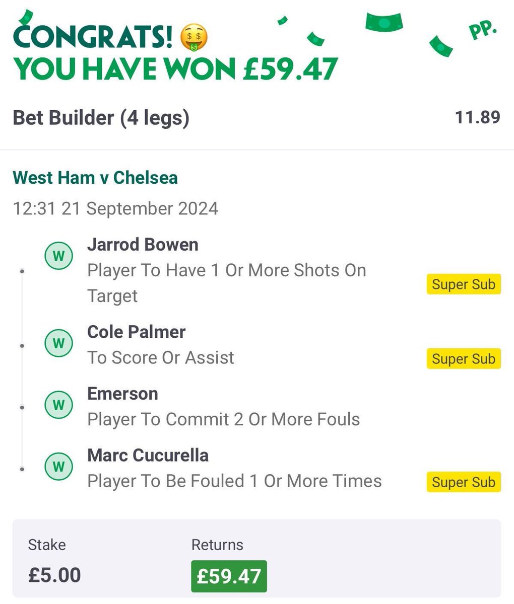 I'VE WON BOTH BET BUILDERS!!

✅ Level 1 - Winner @ 4/1

✅ Level 2 - Winner @ 11/1

Follow me (<a href="/AndyRobsonTips/">🎩 Andy’s Football Tips</a>) if you aren't already, what a start to the weekend.

SMASH ♥️ IF YOU WON WITH ME.