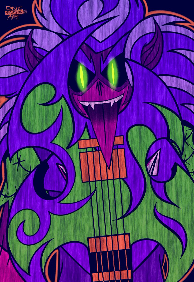 DNCSamsonART's tweet photo. Here is my new illustration cover of Malevolent Samson sticking his tongue over the guitar in about three colour variants containing purple tones. Pose inspired by Dave Mustaine of Megadeth.
#DEVOMBEEZBandOfTheLivingDead #DEVOMBEEZ #MalevolentSamson #creepy #halloween #metalart https://t.co/yg8SqdqYBV