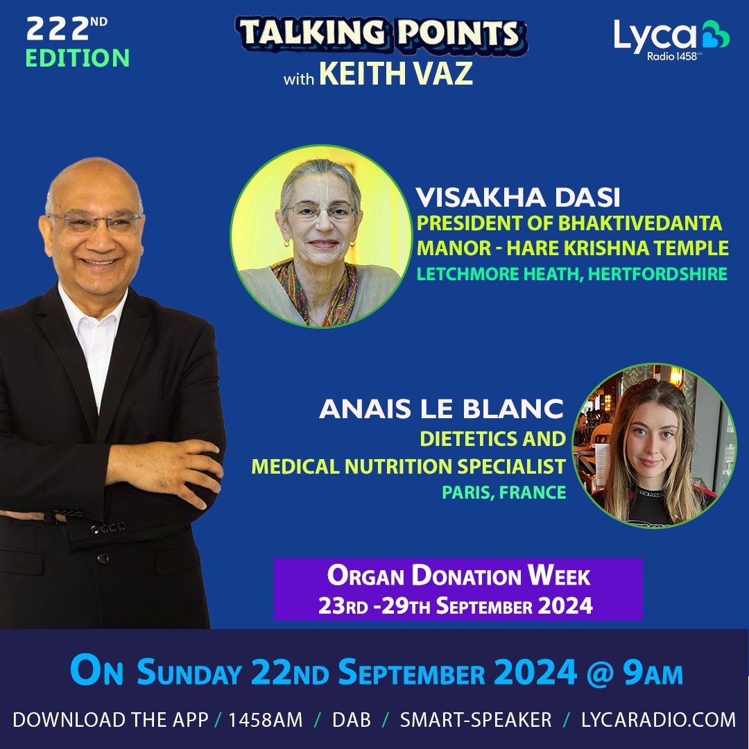 Bhaktivedanta Manor (@iskcon_manor) on Twitter photo Delighted to announce our temple president, Visakha Dasi has interviewed with <a href="/KeithVaz144/">Keith Vaz</a> from <a href="/LycaRadio1458/">Lyca Radio</a> <a href="/TalkingPoints20/">Talking Points</a>
Tune into Lyca Radio to celebrate their 222nd edition tomorrow, Sunday 22nd September 2024 at 9am ✨
#BhaktivedantaManor #Radio #LycaRadio Delighted to announce our temple president, Visakha Dasi has interviewed with <a href="/KeithVaz144/">Keith Vaz</a> from <a href="/LycaRadio1458/">Lyca Radio</a> <a href="/TalkingPoints20/">Talking Points</a>
Tune into Lyca Radio to celebrate their 222nd edition tomorrow, Sunday 22nd September 2024 at 9am ✨
#BhaktivedantaManor #Radio #LycaRadio