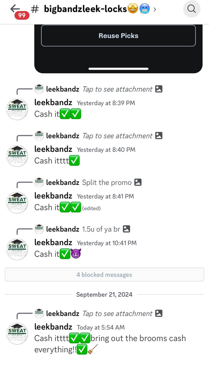 SweatUniv's tweet photo. Bring the brooms out!!!! 🧹 we had a day in the discord yesterday with our MOD @bigbandzMylick going 6/6 on plays. Stop missing out on this FREE discord join up link in bio!!! #SweatU #prizepicks #draftkings #fanduel #GamblingTwitter https://t.co/RTGv8pxkpG