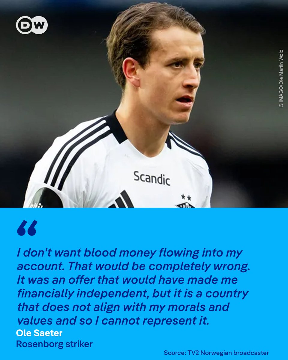 Norwegian striker Ole Saeter turned down a move to Israeli club Maccabi Haifa amid the ongoing Israel-Hamas war, citing moral reasons.