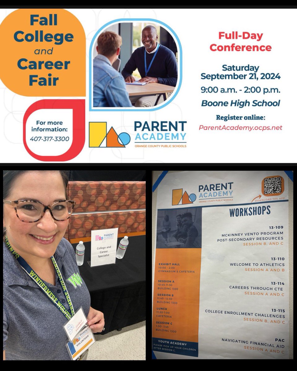 Welcome OCPS families &amp; students to the Parent Academy Fall College Fair at Boone High School! Great workshops &amp; specialists ready to answer your questions about post-secondary plans! <a href="/OCPSnews/">ocpsnews</a> <a href="/OCPScounselors/">OCPS Counselors</a>