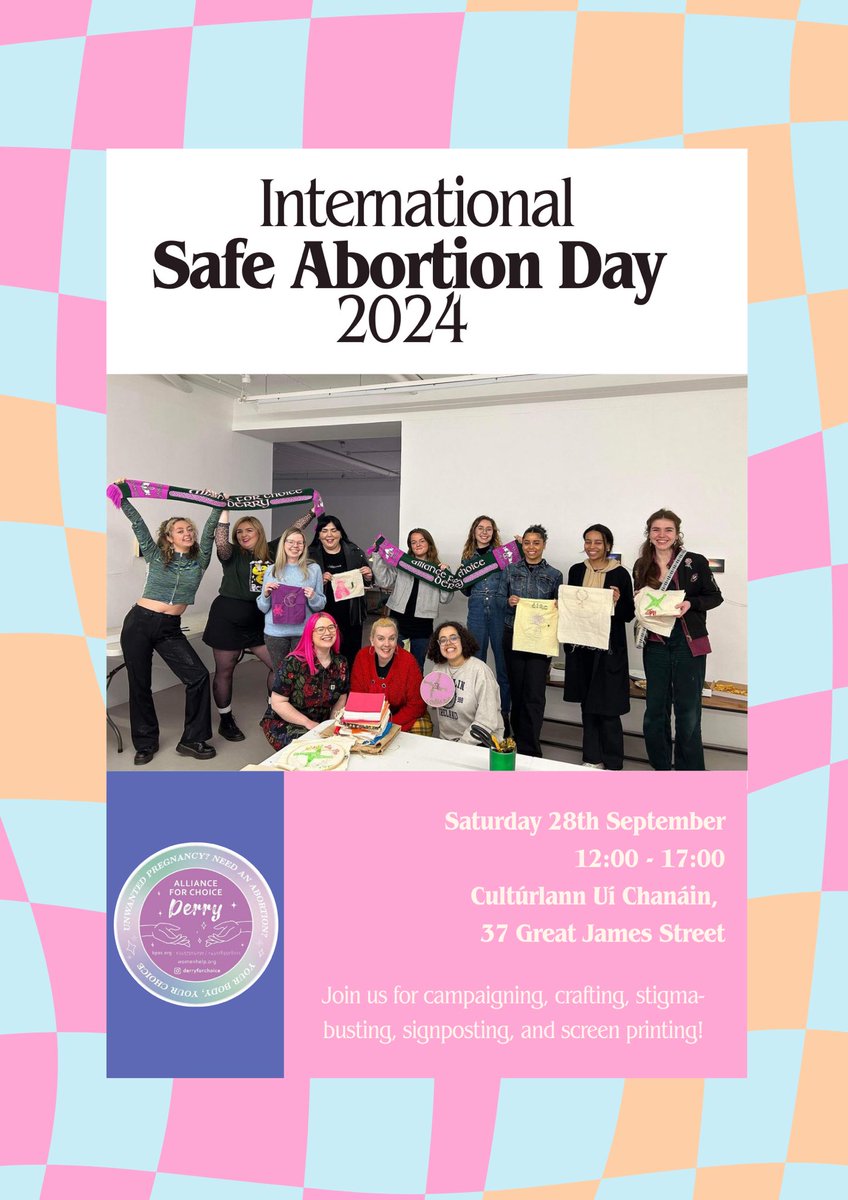 Alliance for Choice Derry (@a4cderry) on Twitter photo 💕 Celebrate International Safe Abortion Day 2024 with us 💕
Next Saturday, we’ll be hosting a “pro-abortion open day” for everyone who’s interested in our work! We’ll be in <a href="/culturlanndoire/">Cultúrlann Uí Chanáin</a> from 12-5pm
Please join us for crafting, screen-printing & stigma-busting ✨ 💕 Celebrate International Safe Abortion Day 2024 with us 💕
Next Saturday, we’ll be hosting a “pro-abortion open day” for everyone who’s interested in our work! We’ll be in <a href="/culturlanndoire/">Cultúrlann Uí Chanáin</a> from 12-5pm
Please join us for crafting, screen-printing & stigma-busting ✨