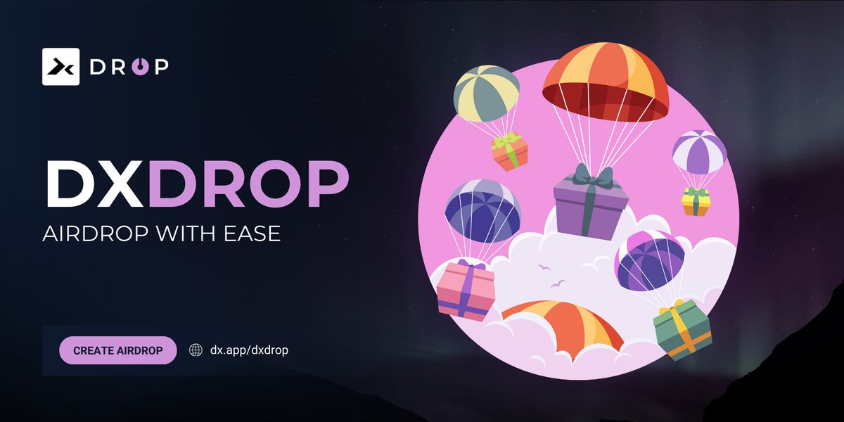dxsale's tweet image. Streamline your token distribution process with #DxDrop. Get your tokens into the hands of your community quickly and efficiently 🪂

Airdrop now 👉 dx.app/dxdrop