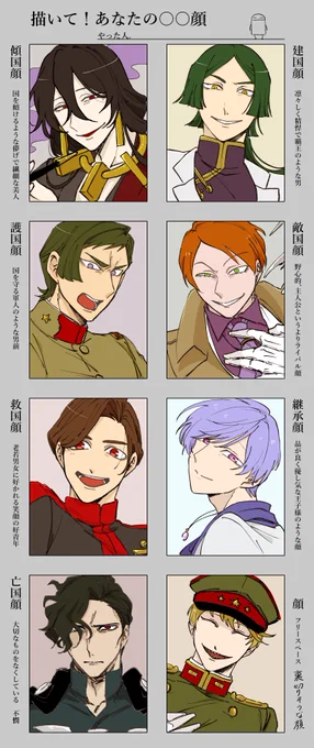 テンプレお借りして自創作キャラで描いてみた。
性格は度外視で顔判断。 
