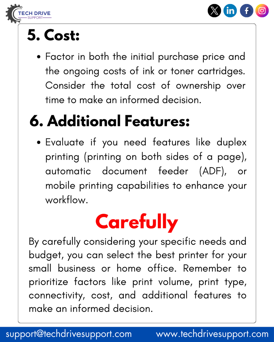 techdrivesprt's tweet photo. Looking for a printer that suits your small business or home office needs? Our comprehensive guide helps you choose the perfect printer based on factors like speed, quality, cost, and features.
π https://t.co/WfXcreJgjV
#printer #smallbusiness #homeoffice #bestprinter #iPhone https://t.co/fcvzbarsw3