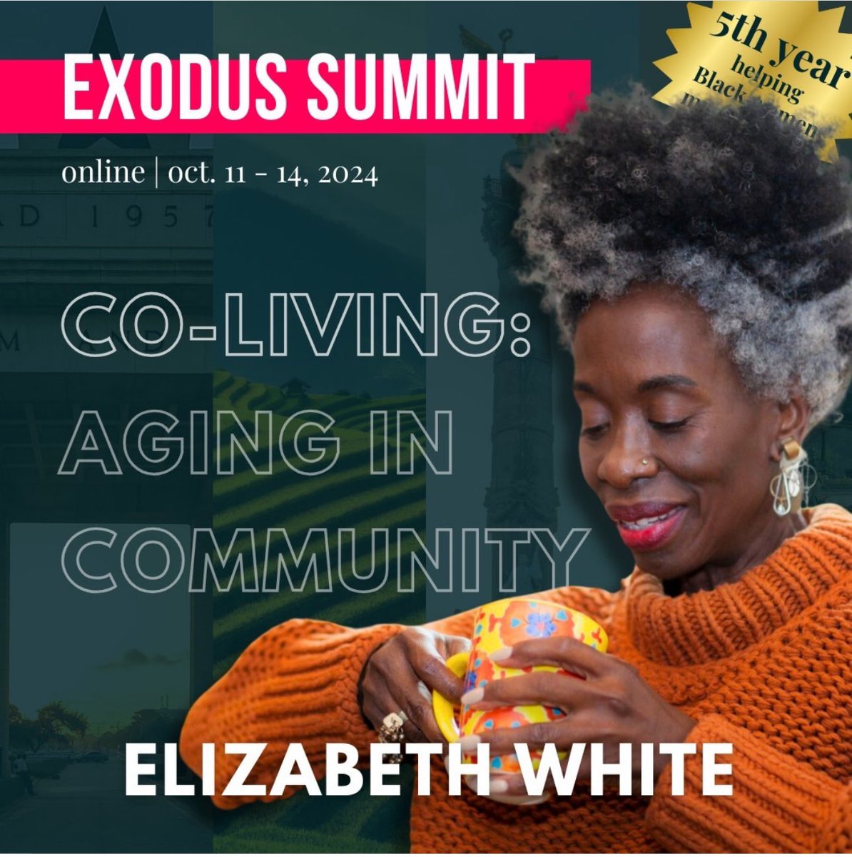 Introducing Elizabeth White founder   NUUageColiving as one of our speakers at ExodUS Summit! 
Her session, “Aging in Community”, will explore how pooling resources can lead to better financial security, health, and well-being. Don’t miss it! 🌍🖤 join us exodussummit.com