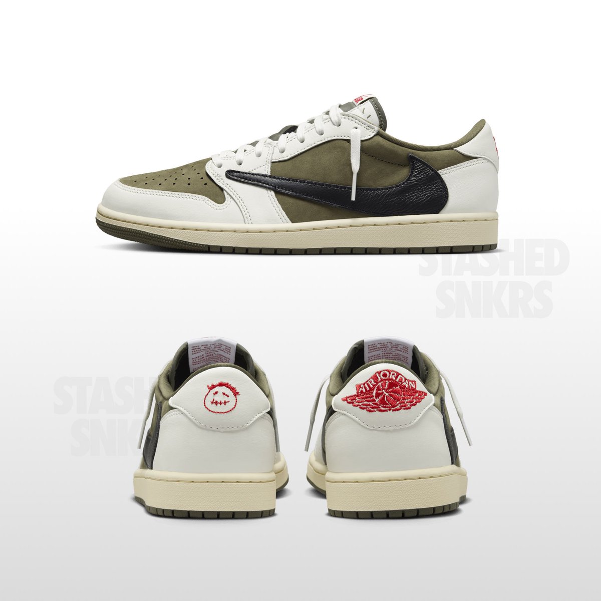 StashedSNKRS's tweet photo. Official images of the Travis Scott x Jordan 1 Low ‘Medium Olive’ have just been loaded! 🫒🔥

Releasing September 28th on SNKRS and at select retailers.

Will you try to cop for personal or to resell them? 🌵🔥 https://t.co/XF0yD5eUZz