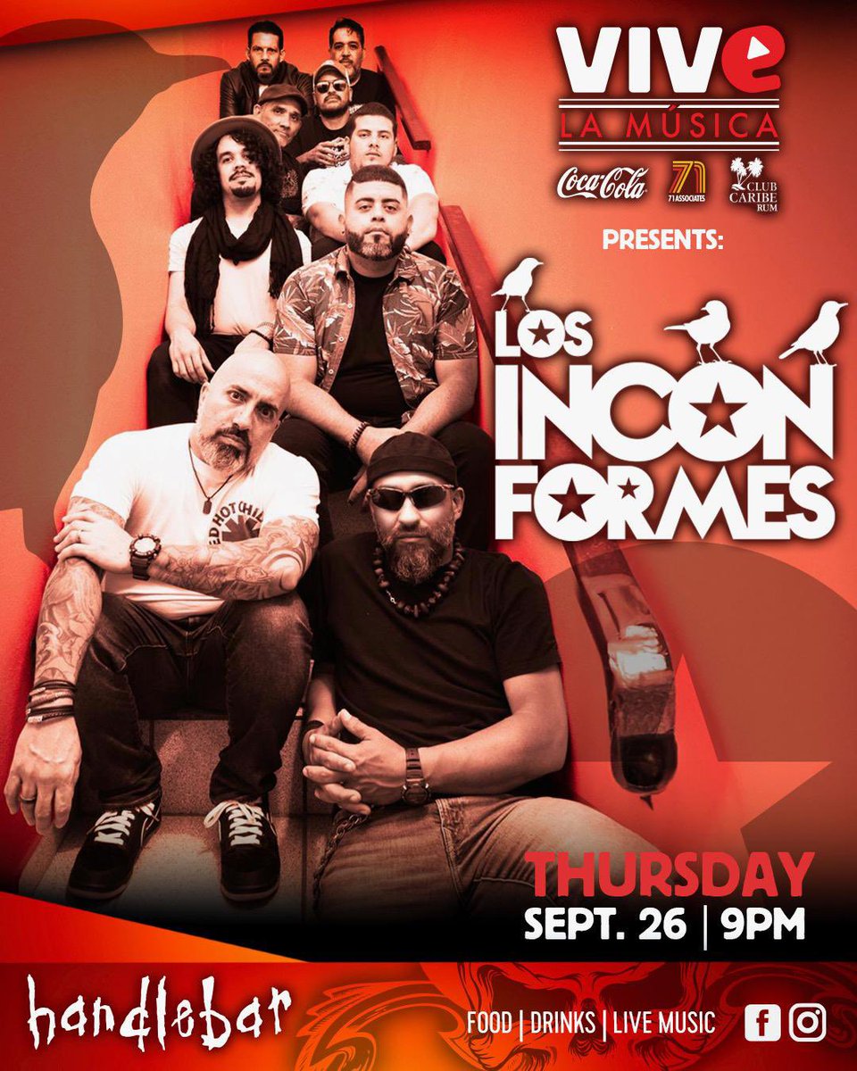 inconformes_los's tweet photo. LOS INCONFORMES @ HANDLEBAR 🤘🏼 - Jueves 26 de septiembre de 2024 🗓️

#handlebar #71_associates #losinconformes #ska #skapunk #rockpuertorico #rockboricua https://t.co/u7X1OZxChF