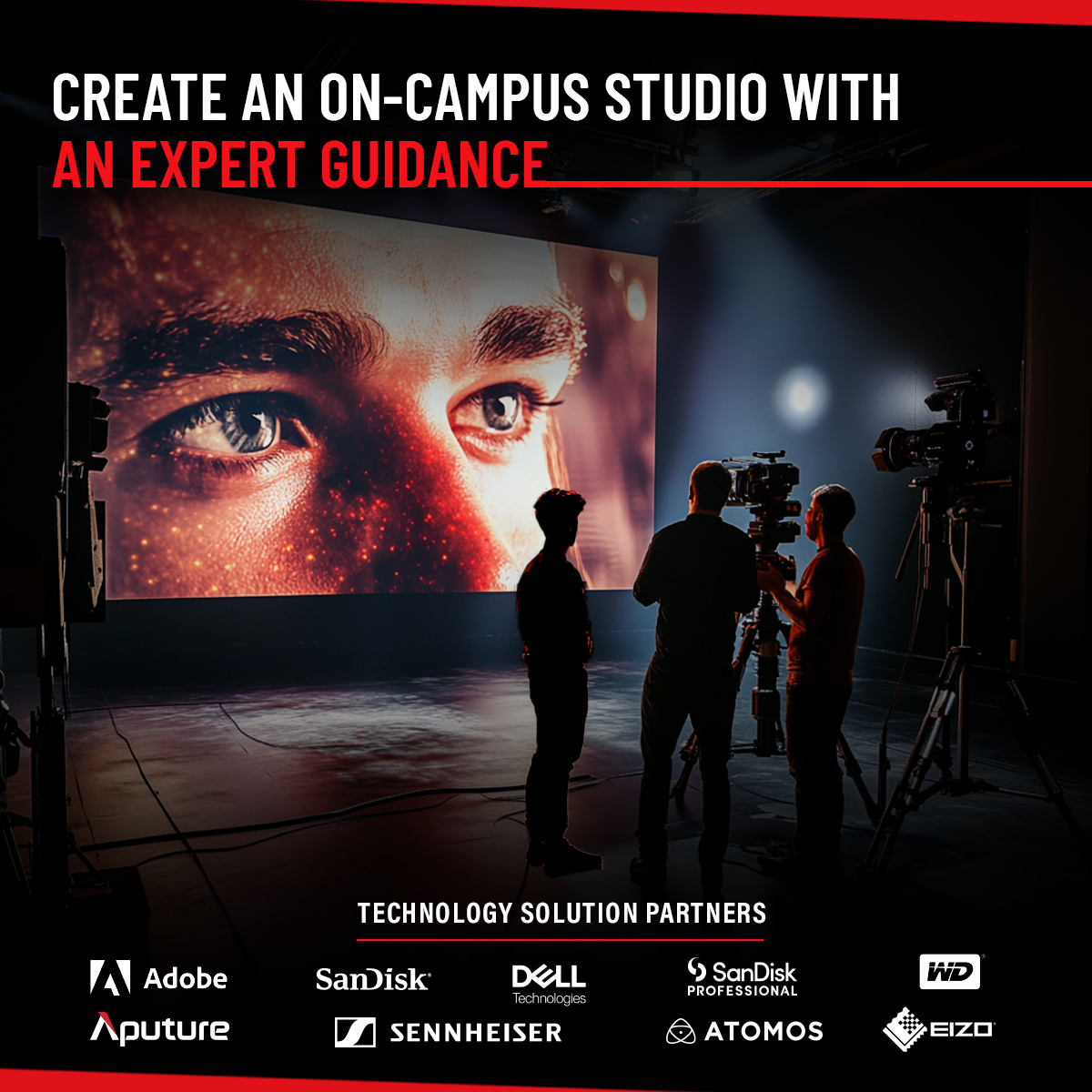 Canon_India's tweet photo. From studio layout to ambience, accessories to tech integration—Canon North Star provides a seamless, end-to-end solution to create the perfect studio environment. With the finest technology partners and expert guidance, we ensure your creative space is equipped to inspire and innovate. Elevate your studio experience with cutting-edge solutions designed for excellence at every level.

Our Technology Solution Partners for Canon NorthStar: 

Dell Technologies 
Adobe India 
Sennheiser 
Western Digital 
EIZO India 
Aputure India 
Atomos
Visual Technologies India Private Limited
 
#CanonIndia #CanonNorthStar #CANwithCanon #CanonSolutions #DelightingYouAlways