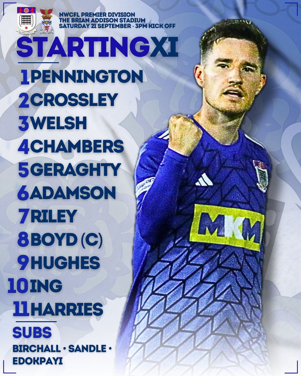 📋| 𝗦𝘁𝗮𝗿𝘁𝗶𝗻𝗴 𝗫𝗜

👥 Here’s how we line up for this afternoon’s game against <a href="/IrlamFC/">IRLAM FC (Manchester Premier Cup Winners 2025)</a>.👇

🔷 #WeAreGate | <a href="/JTA__Media/">JTA Media</a>