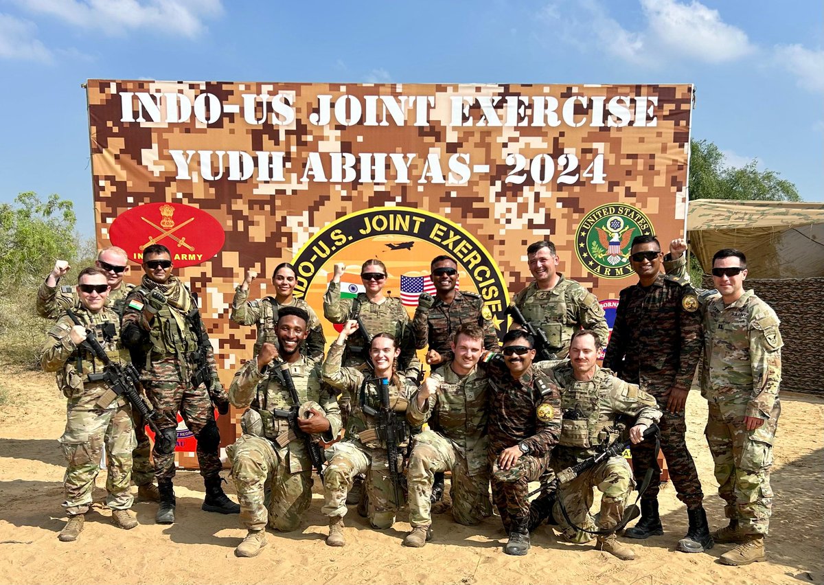 adgpi's tweet photo. Exercise #YudhAbhyas 2024
The closing ceremony of the 20th edition of the Joint Military Exercise #YudhAbhyas 2024, between #India and #USA, was conducted today at the Foreign Training Node, Mahajan Field Firing Ranges in #Rajasthan. The closing ceremony was attended by Major General NS Jakhar, #IndianArmy and Major General Joe Hilbert, #USArmy. The exercise enhanced joint military capabilities in counter terrorism operations in sub conventional domain.
#IndianArmy
#FearlessFriday
#IndiaUSFriendship🇮🇳🇺🇸
@DefenceMinIndia
@SpokespersonMoD
@SWComd_IA
@ChetakCorps_IA