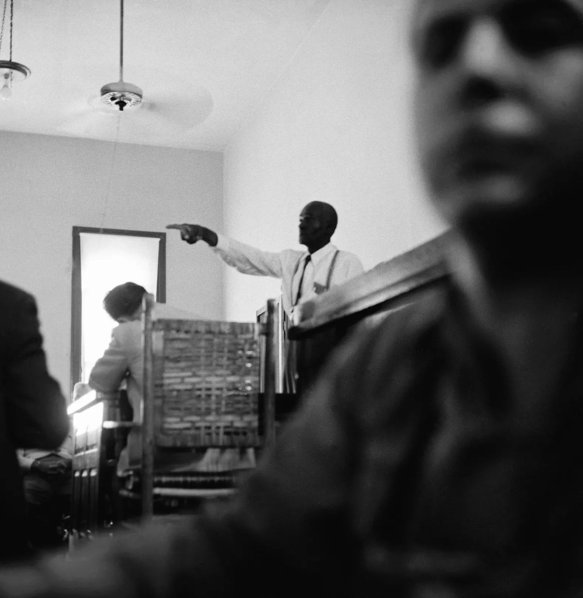 JMitchellNews's tweet photo. #OnThisDay in 1955, Moses Wright took the witness stand and identified the men who kidnapped and killed his great-nephew, Emmett Till. 

“It was the first time in my life I had the courage to accuse a white man of a crime, let alone something terrible as killing a boy,” Wright said later. “I just wanted to see justice done.” 

He worked as a sharecropper and was also a minister, whom the locals called “Preacher.” The two white men who abducted Till — J.W. Milam and his half-brother, Roy Bryant — threatened to kill Wright if he said anything. 

“How old are you, Preacher?” Milam asked. Wright replied 64. “If you make any trouble, you’ll never live to be 65,” Milam said. When the teen’s body was recovered from the Tallahatchie River, Wright identified Till. Despite threats, Wright still took the witness stand. When the prosecutor asked him to point out Till’s abductors, he stood up, pointed his weathered finger at Milam and said, “There he is. That’s the man.” 

He testified that Bryant identified himself as “Mr. Bryant.” It may have been the first murder trial in Mississippi where a Black man testified against a white man. Even after the trial, the threats continued, and Wright left to join his family in Chicago, where he had already sent them. (The photo by Ernest Withers captures Wright's courage on the witness stand.)
https://t.co/S0uRCIDzLp