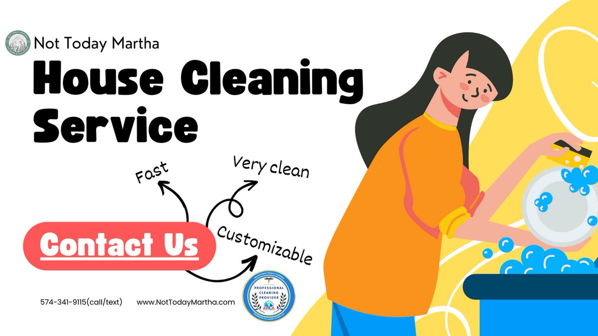 NotTodayMartha's tweet image. 🏡✨ At Not Today Martha Cleaning, we're proud members of the American House Cleaners Association, BBB Accredited, and part of the Servants Heart Foundation! We deliver trusted, quality cleaning with care.

📱 574-341-9115
🌐 NotTodayMartha.com

#TrustedClean #AHCA
