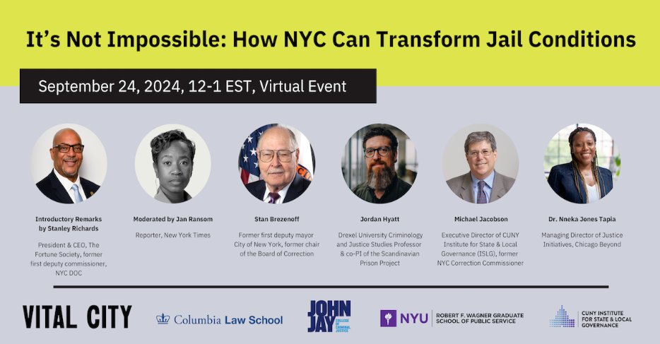 Virtual Event Alert! Join @vitalcitynyc to learn how #NYC can transform its jail conditions on Tuesday, Sept. 24th. RSVP: orangeugoing.com/calendar/event…

Featuring: <a href="/Stan_Fortune/">Stanley Richards</a>, <a href="/Jan_Ransom/">Jan Ransom</a>, <a href="/NnekaTapia/">Nneka Jones Tapia</a>, + more! 
#criminaljustice #policy