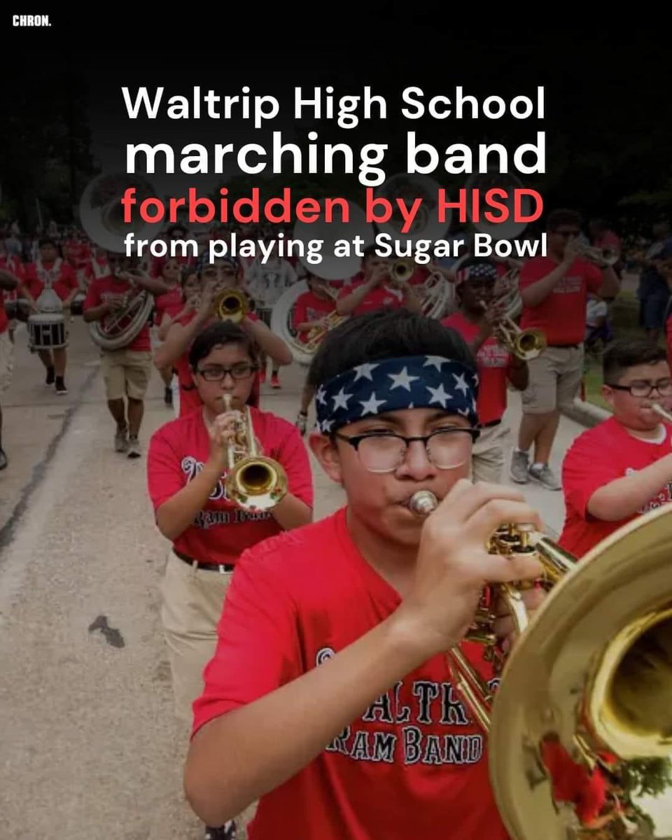 HISD Mike Mikes won’t let the Waltrip Band play at the Sugar Bowl. They even raised the $$ themselves.

Reason #613 why 77% of likely voters don’t trust Mike Miles with a $4.4B HISD bond. 

Save our children from Mike Miles and Gov Abbott
#NoTrustNoBond
#HISDBond2024