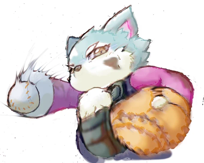 #リプ来たキャラの顔だけ描く やっと三枚目かな?酢のちゃん(  )リクでパワプロの尾上亜月選手!デフォルメ体系なのに動きのあるポーズを目指して悪戦苦闘! ちゃんと投球してる? 