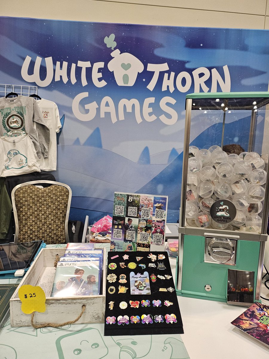 WhitethornGames's tweet photo. ComiCon Erie Day 2 😎

We're here all day 10-7pm at Booth 604 with game demos, cute merch, and a chance to chat with the Whitethorn crew!

Reply if you'll be stopping by (or wish you could be here to spin the wheel) ⬇️ https://t.co/yfEomCe3Oe