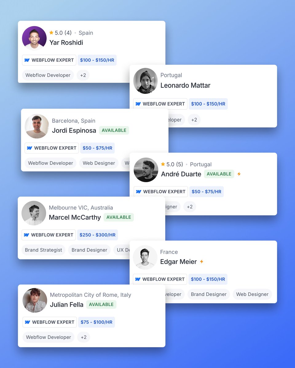 masterflowmaker's tweet image. Sube tus tarifas como Webflow freelance

Gracias a la colaboración entre @webflow  y @contra  puedes ver cuanto cobran otros freelance

→ $50 - $75
→ $75 - $100
→ $100-$150
→ $150 - $200
→ $250 - $300

¿Cuánto crees que puedes subir tus tarifas tras ver lo que otros cobran?