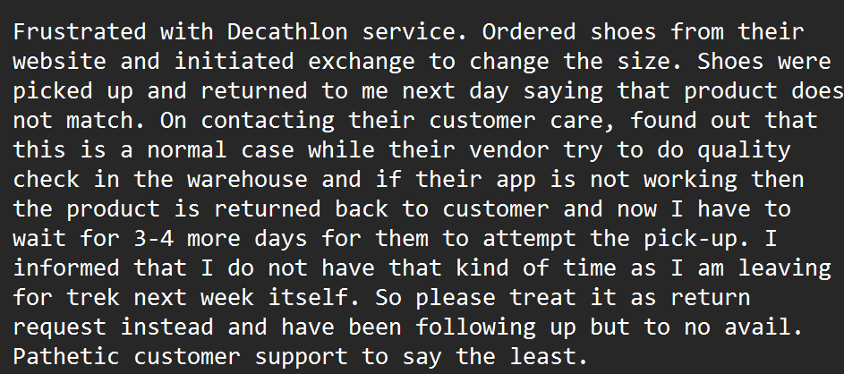 shethiarajesh's tweet photo. Pathetic service  from @Decathlon_India https://t.co/kVLmGm1M0e