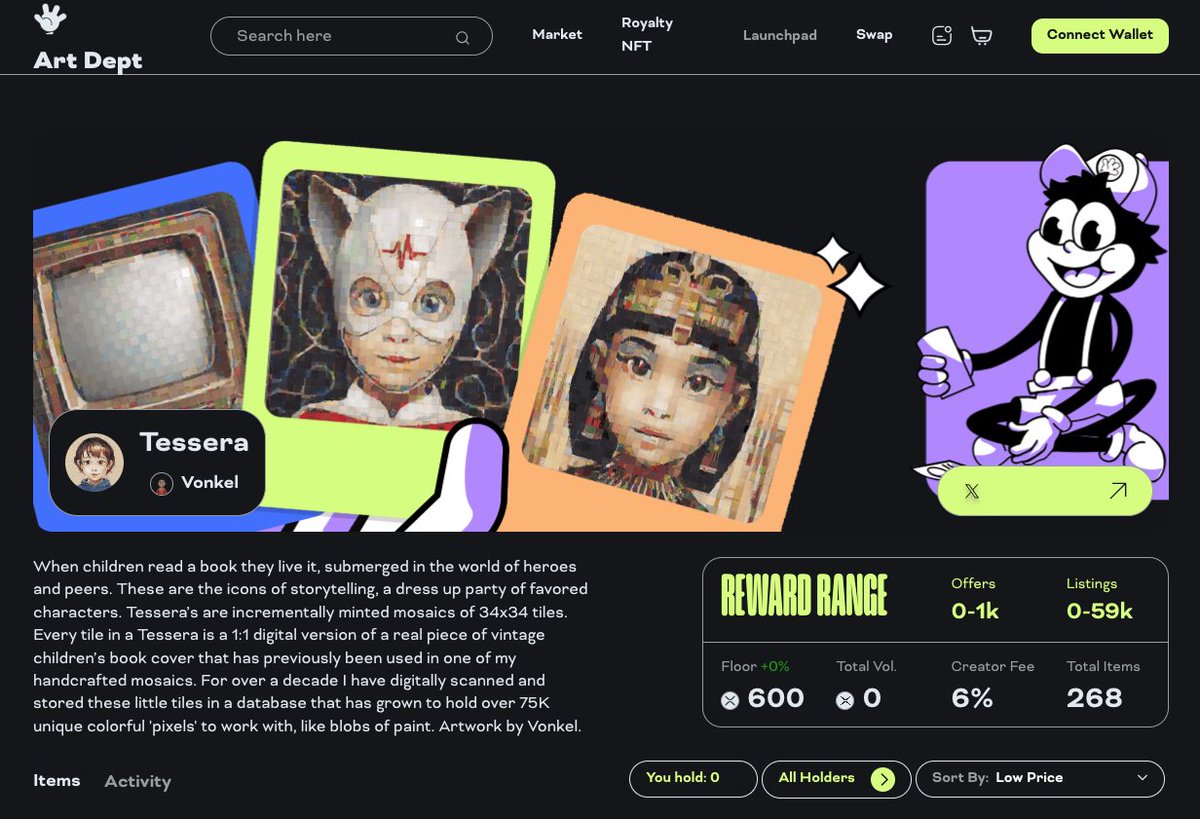 ArtOfTessera's tweet photo. Happy weekend #XRPL ☀️
Tessera is now also available for listing and trading on Art Dept 👀😃. Thanks @artdeptfun 🙏!
https://t.co/YoBtMMuHtp https://t.co/eyo8Nk2CI2