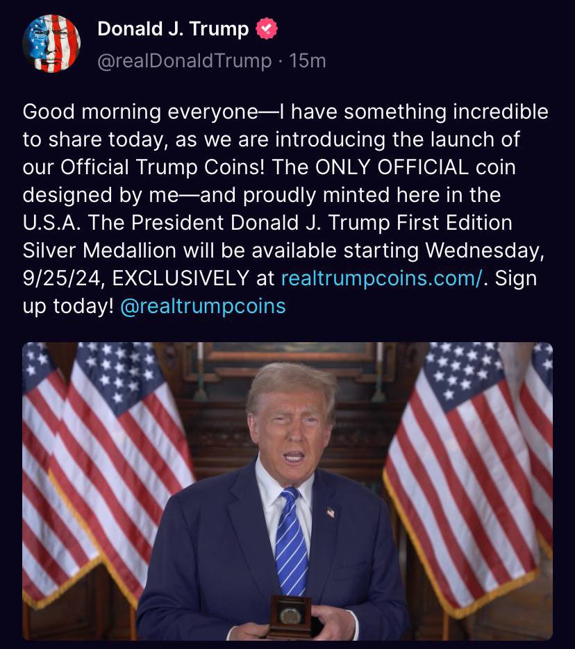 Donald Trump ra mắt đồng coin do ông thiết kế 