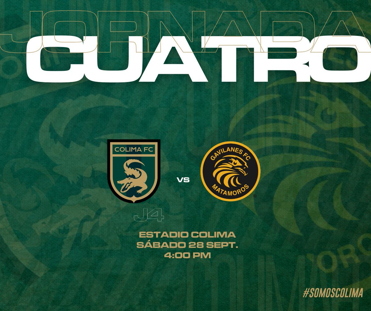 Jornada 4-Colima FC vs Gavilanes FC. Retomemos juntos el buen rumbo, VAMOS AL COLIMA, apoya al equipo de tu Estado!!!💚🐊#SomosColima