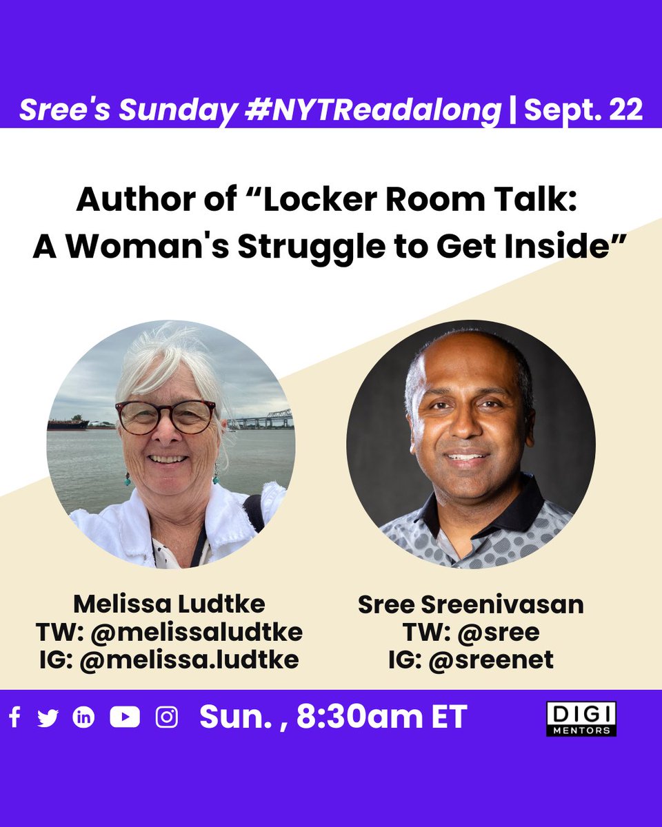 neilparekh's tweet photo. 1/x @MelissaLudtke is our guest on @Sree's Sunday #NYTReadalong. Her new book, “Locker Room Talk" is about her 1977-1978 lawsuit against @MLB. 

Watch live (Sun, 8:30am ET) or later on FB, TW, LI, YT, IG: 🔗https://t.co/rDaW4WVEUp

#Baseball #Journalism
https://t.co/PqaHqM11AY https://t.co/0FPtAc0NKT