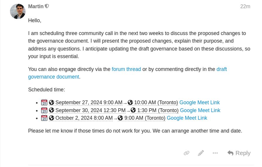 OpenRefine's tweet photo. 🗓 I'm hosting three community calls over the next two weeks to discuss the proposed changes to  #OpenRefine governance document. I'll share the changes, their purpose, and answer your questions. Your feedback is crucial for updating the draft

https://t.co/7KmXJloGeU https://t.co/cf8cYIwxxC